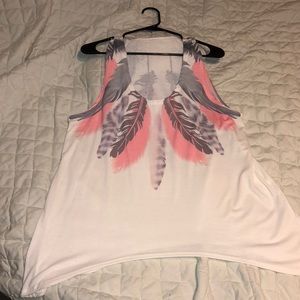 Sleeveless feather top